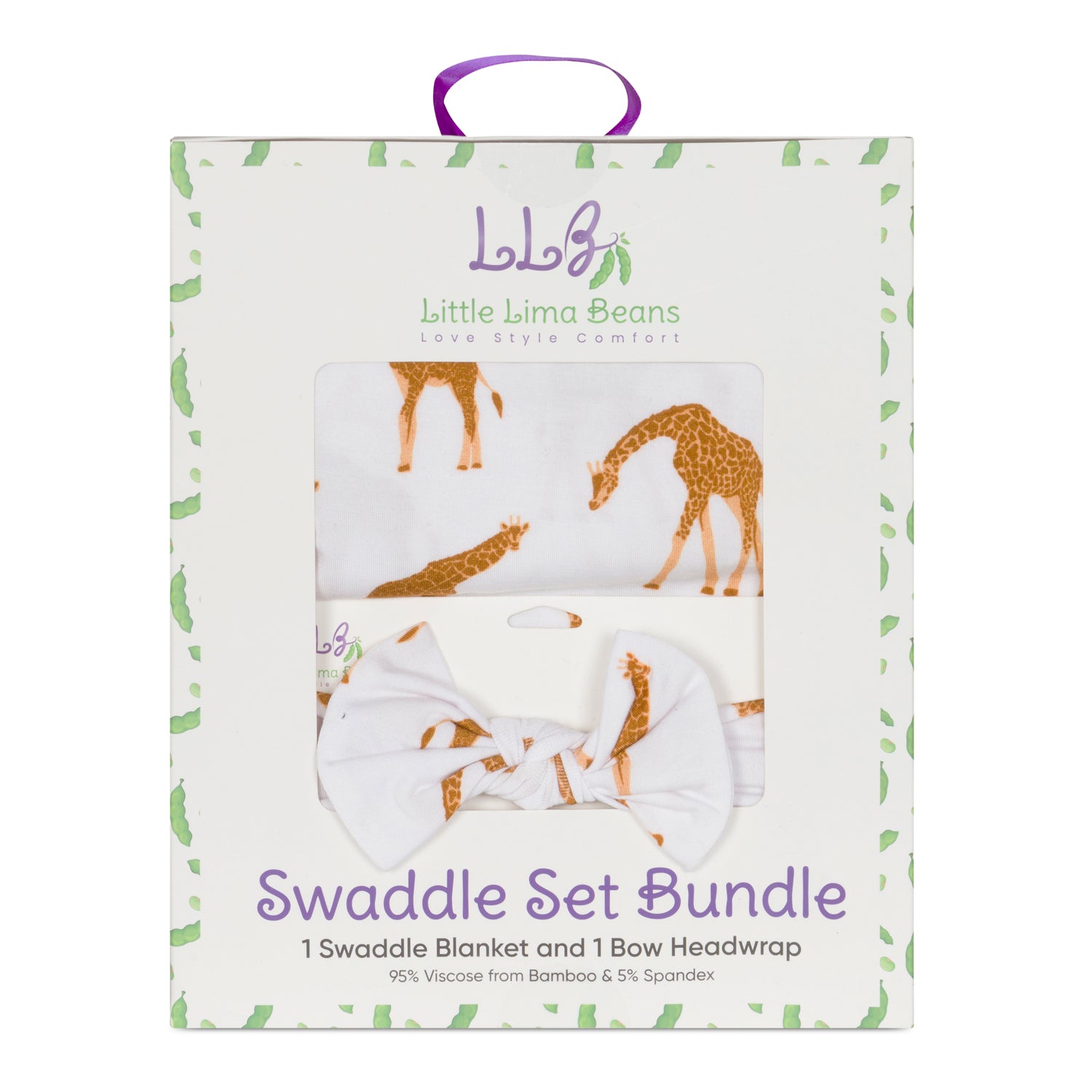 Giraffe Swaddle & Bow Headwrap Set